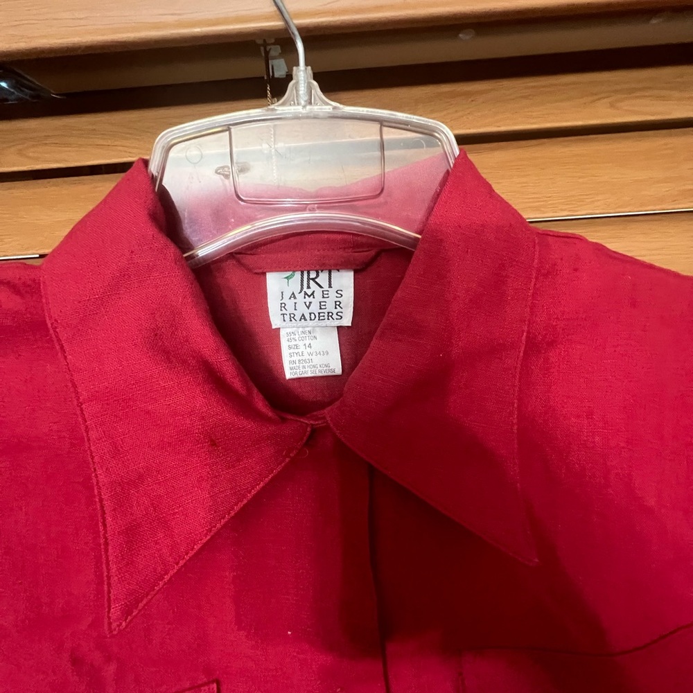 James River Trader Maxi Button Down Dress Red Siz… - image 3